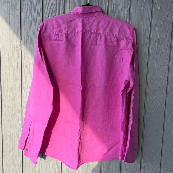 Lauren Ralph Lauren Pink Linen Button-Down Shirt XL Valentine - Picture 7 of 7